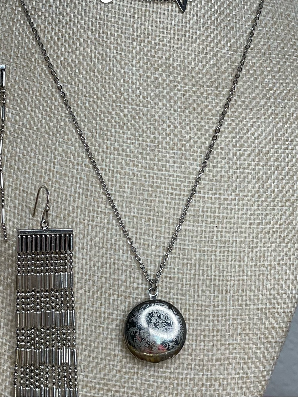 Functional Locket!!! Silver-tone Layered Necklace